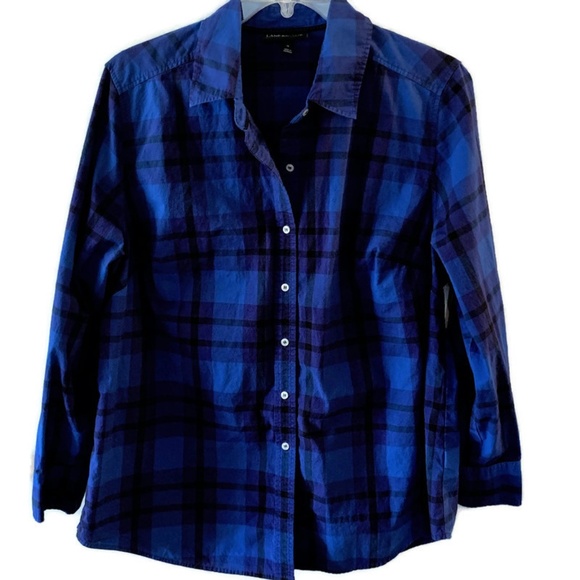 Lane Bryant Tops - Lane Bryant Blue Plaid Button Front Top ~ Size 16